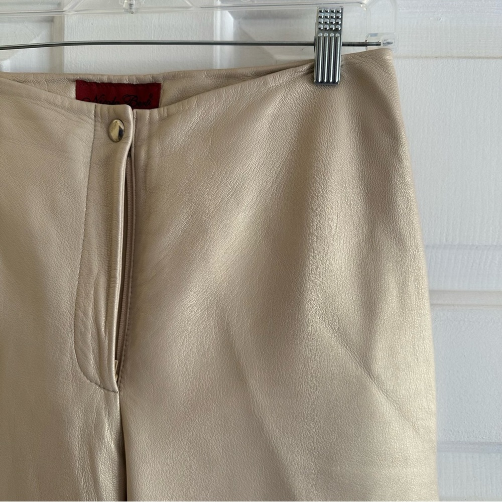 Nicola Berti Vintage 90s Italian Leather High Waisted Pants Cream Size 6 USA - Picture 2 of 10